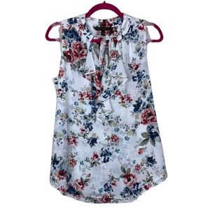 White House Black Market Floral Sleeveless Blouse